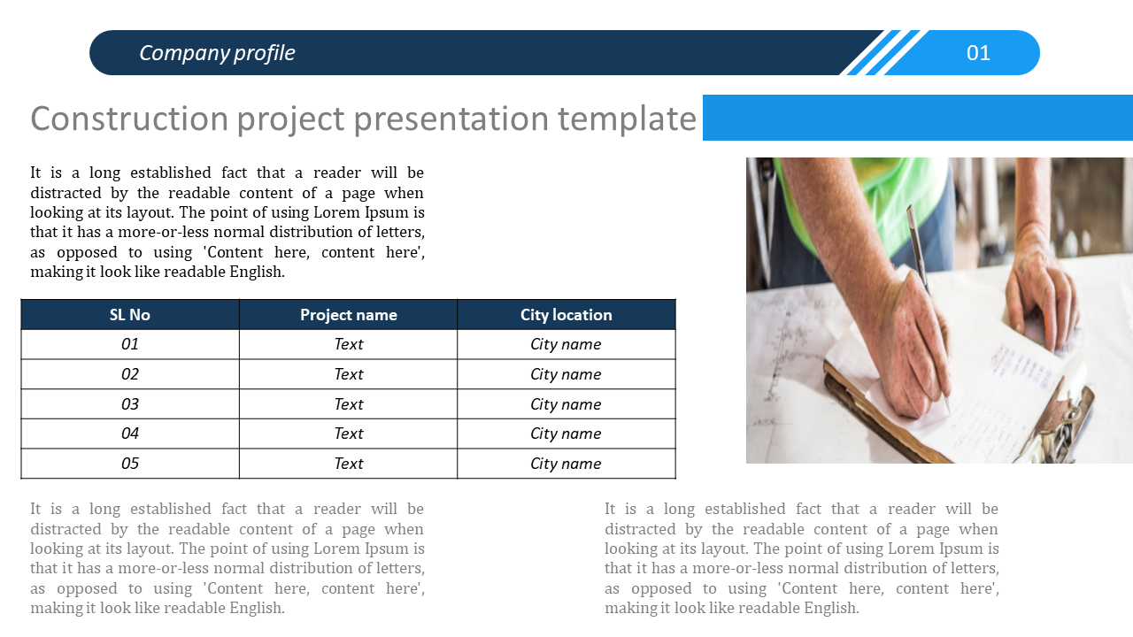 Free - Editable Construction Project Presentation Template